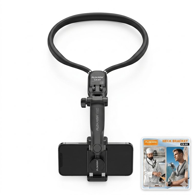 Plokama CX-60 Professional POV Neck Mount: Flexible, Durable Smartphone Holder