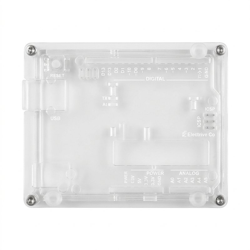 Arduino Uno R3 Clear Acrylic Protective Casing – Heavy Duty Enclosure | Electrive Co