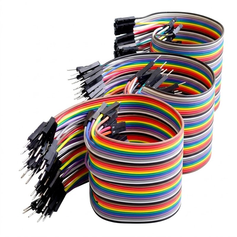 Premium Male to Male Jumper Wires (20cm) – 40 Pin Rainbow Ribbon Cable for Arduino & Electronics | Electrive Store